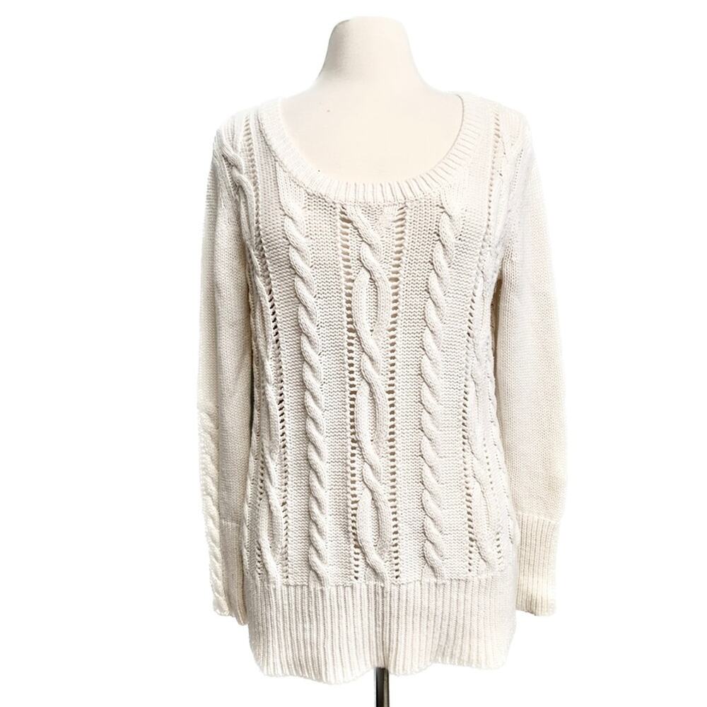 Ivory Cream White Cable Knit Sweater